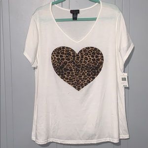 Ultra Flirt top with leopard heart.